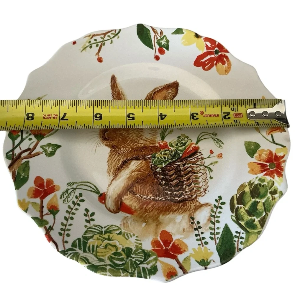 Pier 1 White and Green Dinnerware plate with Whimsical Design